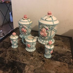 Canister set with creamer salt and pepper shakers